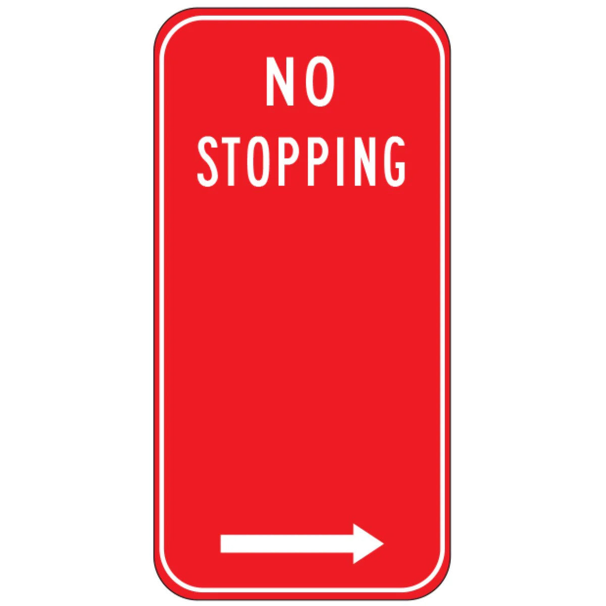 No Stopping Right Arrow Sign - 225x450mm