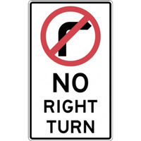 No Right Turn Sign - 600x1200mm