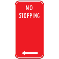 No Stopping Left Arrow Sign - 225x450mm