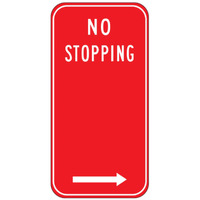 No Stopping Right Arrow Sign - 225x450mm